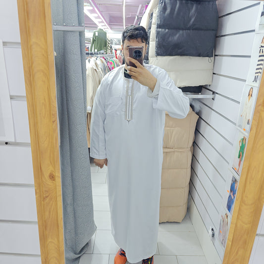 Qamis blanc avec motif