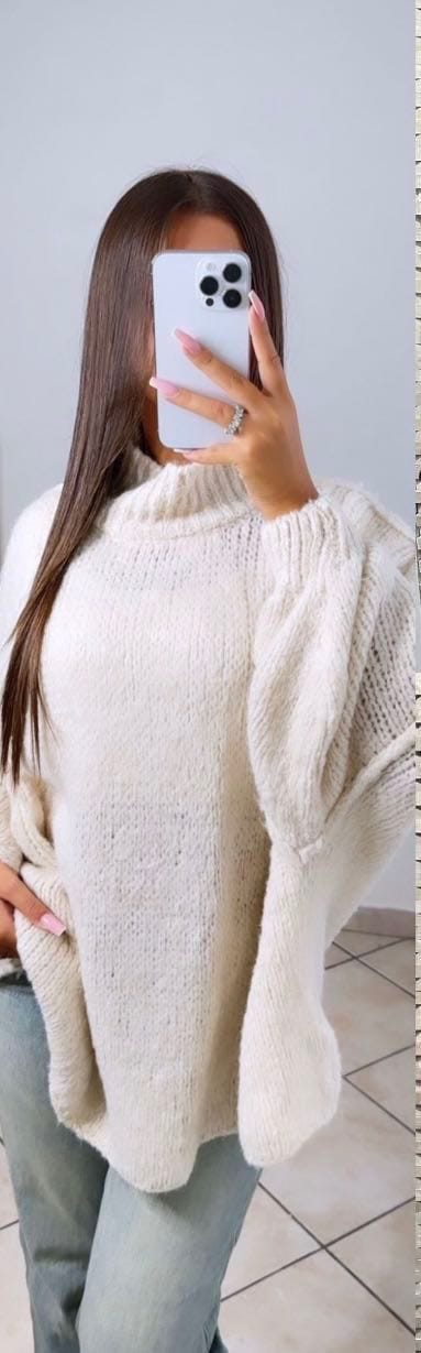 Pull ample en maille couleur beige