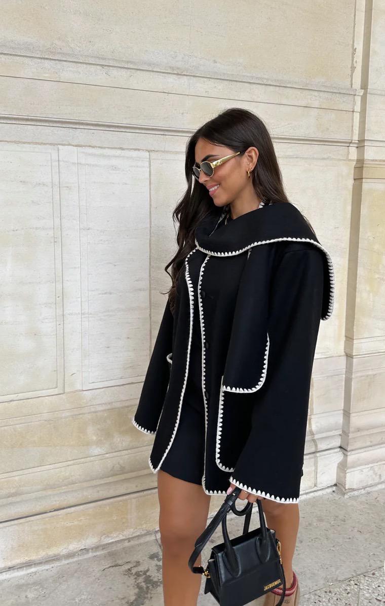 manteau avec écharpe noir